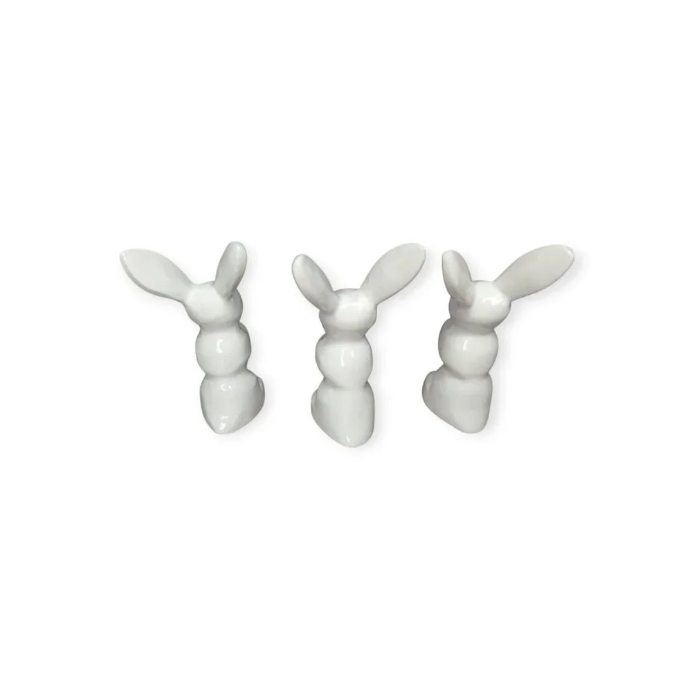 Crate & Barrel White Ceramic Bunny Place Card Holder 102-640 Set of 3 NWT
